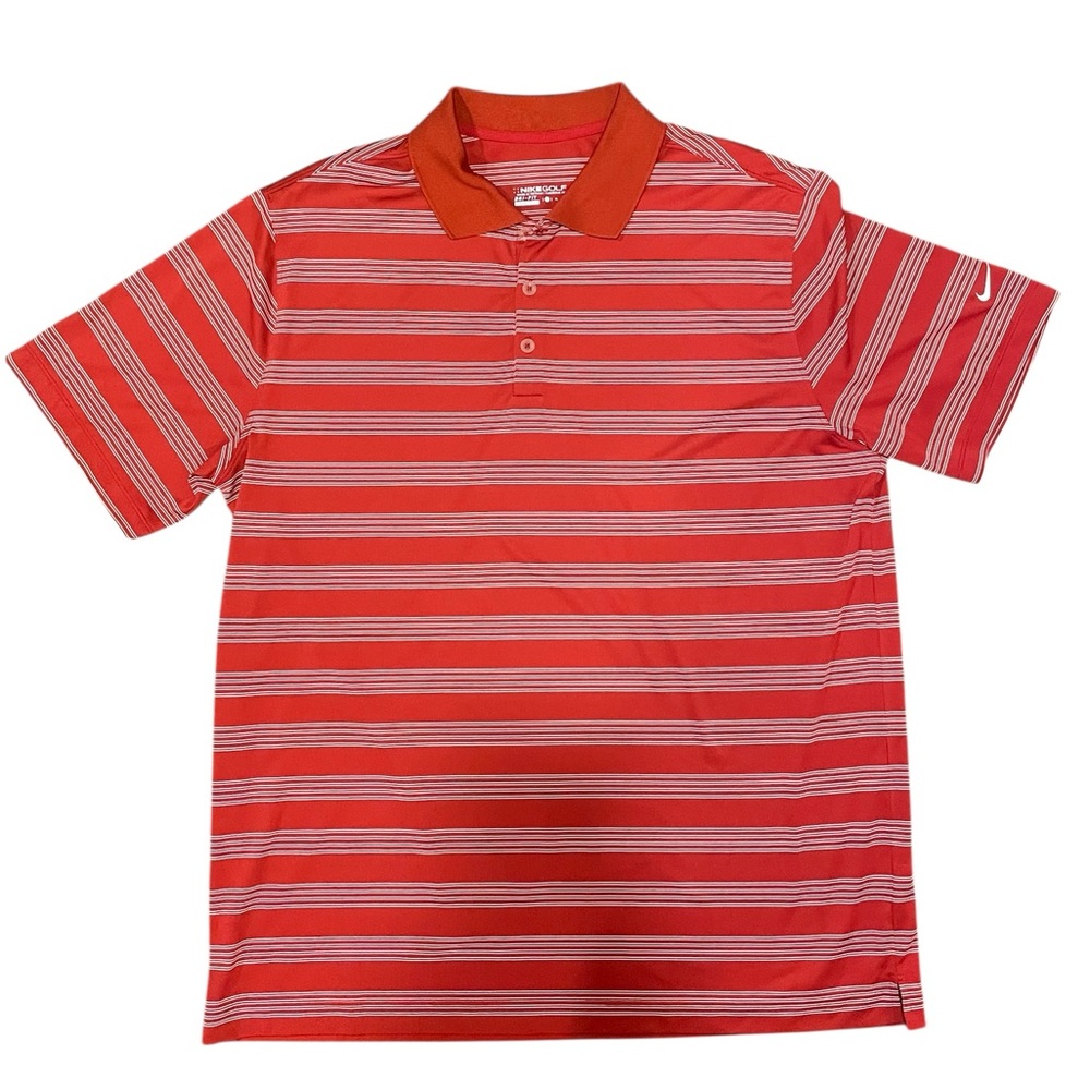 Nike Golf Dri-Fit Polo Men’s XL Red with White Pinstripes